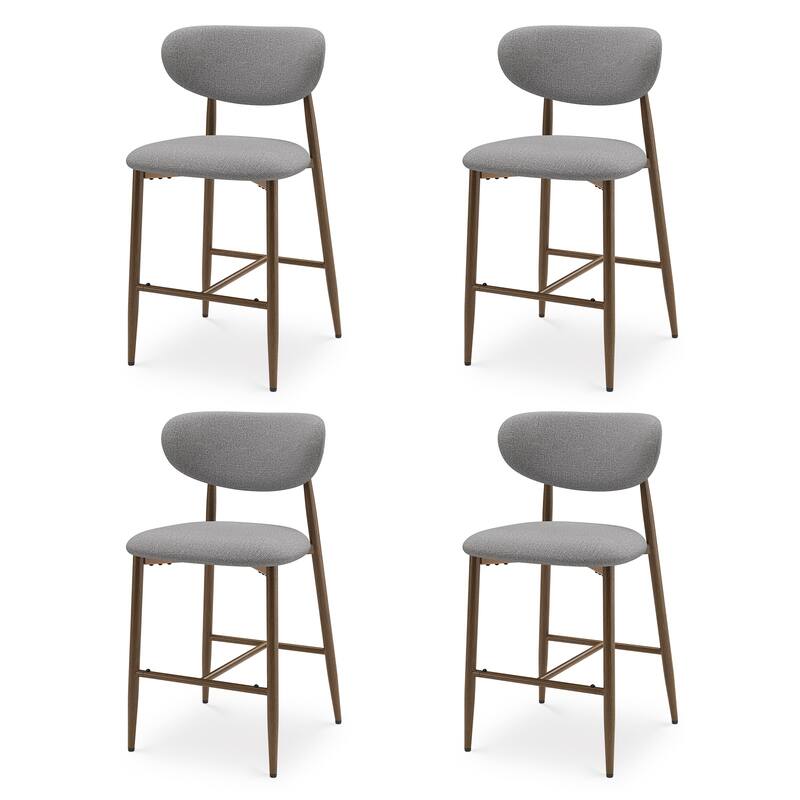Modern Bar Stools, 25 Inch Height with Back Support & Fabric Upholstery for Home Bar