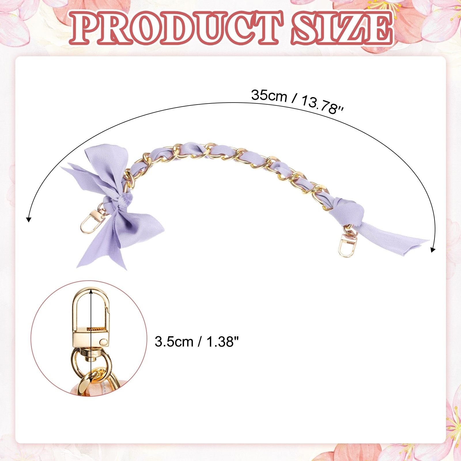Purse Extender Chain, Scarf Purse Straps Replacement, Bow Bag Chain for Women Handbag Decoration Accessories