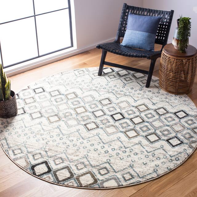 SAFAVIEH Amsterdam Bridget Moroccan Boho Rug - 10' x 10' Round - Ivory/Grey