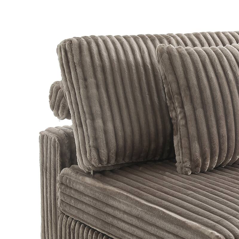 Plush Corduroy Modular Sectional Sofa Comfy Couch