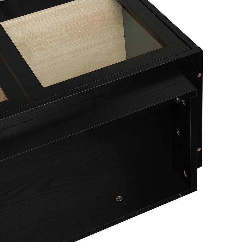 Display Cabinet Storage Cabinet Buffet Sideboard with Acrylic Door & Adjustable Shelves, Black Display Case TV Console Table