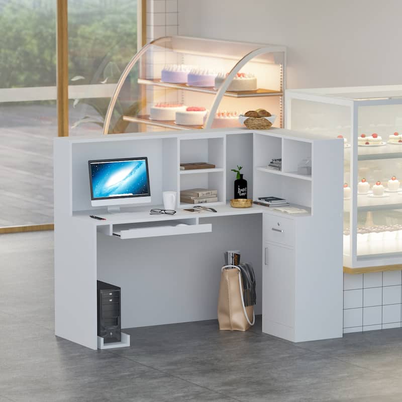 FUFU&GAGA 3 Drawers L-shaped executive desk For Home and Office - White