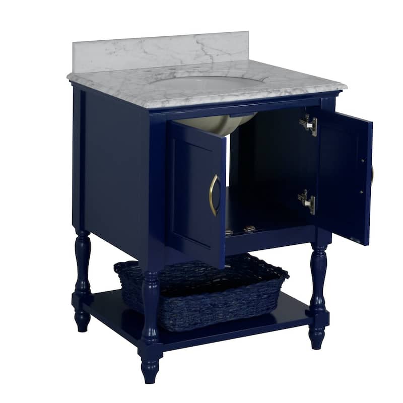 KitchenBathCollection Beverly 30" BathroomVanity w/ Carrara Marble Top