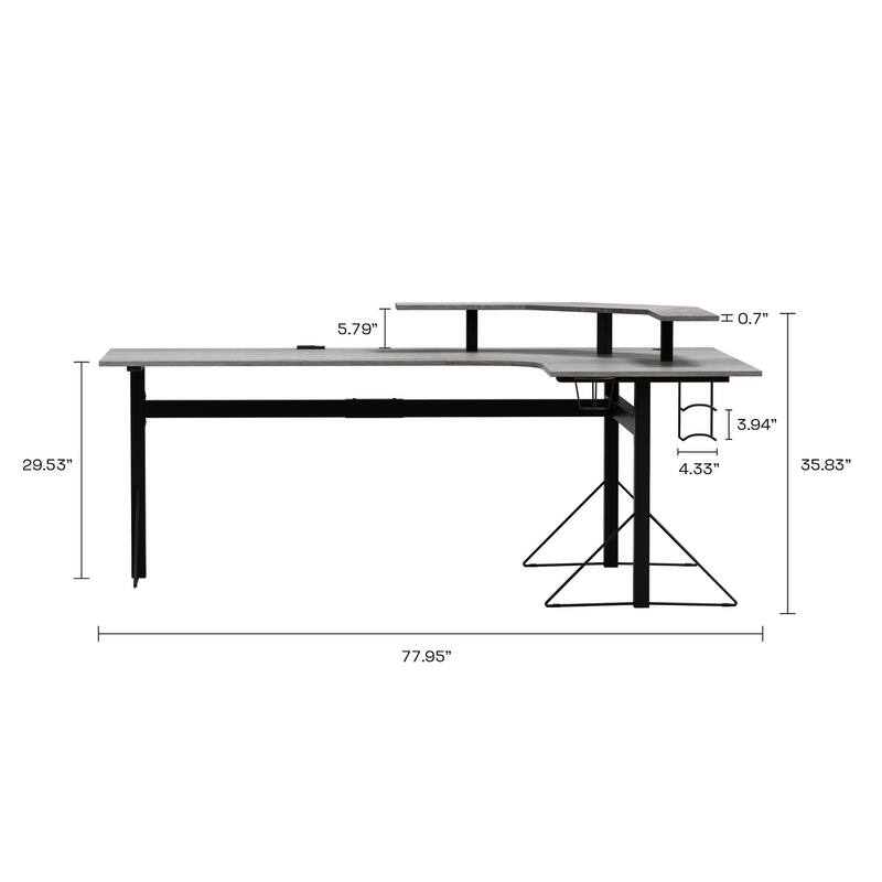 Jamesdar Core Powered L-shaped Computer Gaming Desk with Monitor Stand