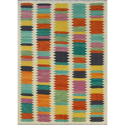 Modern Flatweave Milford Ivory/Red Rug - 5'10" x 7'11"