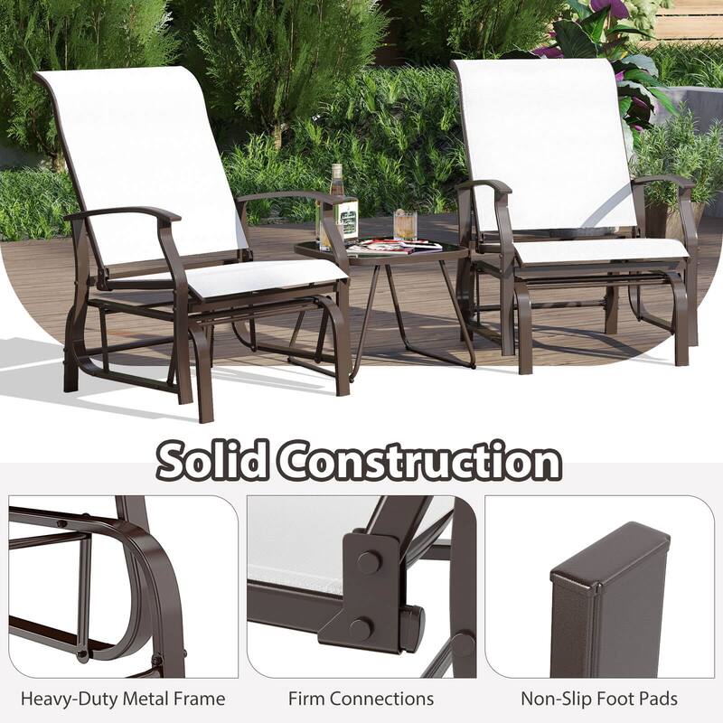 Costway Porch Gliders Set of 2/4 with Reclined High Back Breathable - See Details