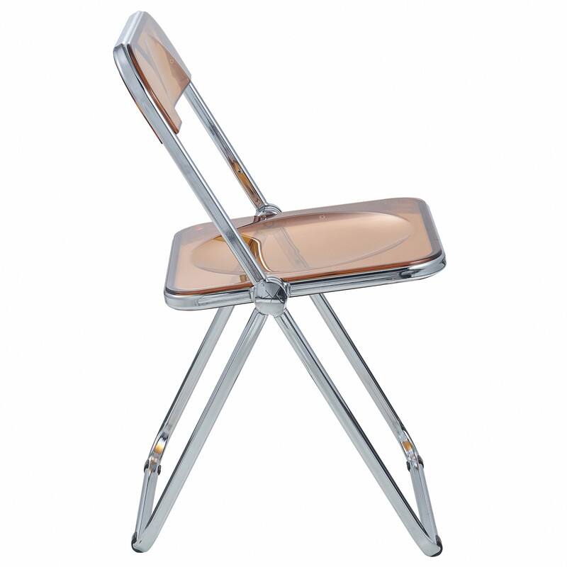 Lawrence Modern Foldable Acrylic Folding Chair with Accent Chrome Frame and Transparent Design for Home Living or Dining Room