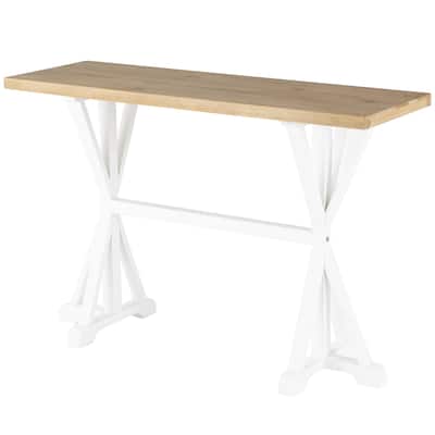 Wood Rectangular Console Table with Angled Legs and Brown Tabletop - White - Roche River Decor