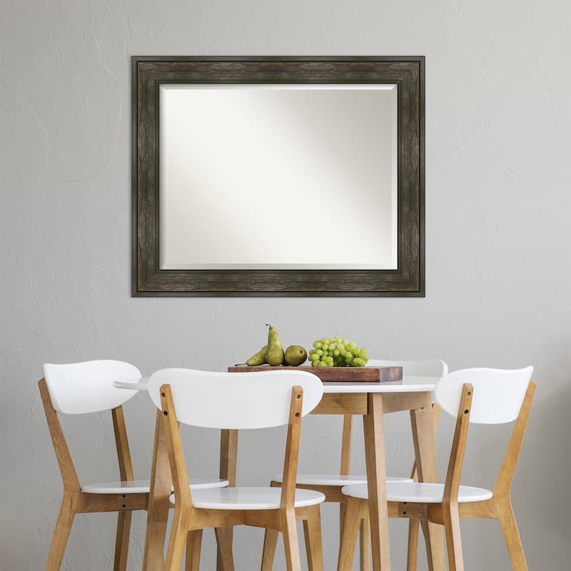 Beveled Wall Mirror - Rail Rustic Char Frame - Rail Rustic Char