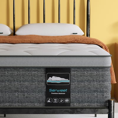 Serweet 10 Inch Hybrid Mattress with Memory Foam and Heavier Coils,Mattress in a Box