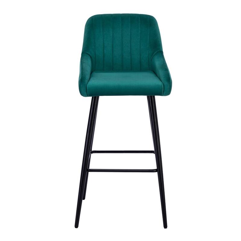 Modern Velvet Upholstered Bar Stools with backs, Set of 2