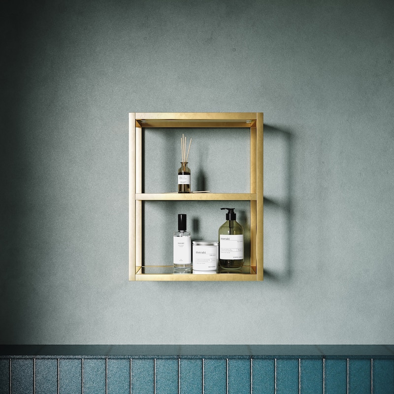 Pierre 16"X20"X10" Wall-Mounted Linen Cabinet In Brushed Gold