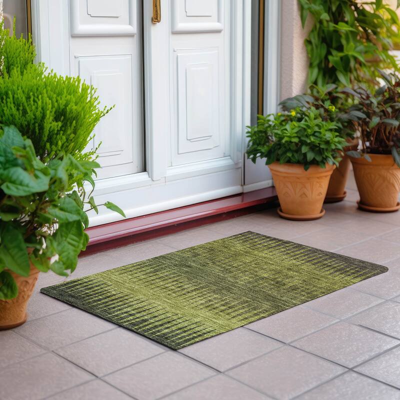 Machine Washable Indoor/ Outdoor Chantille Ombre Contemporary Rug - Olive - 1'8" x 2'6"
