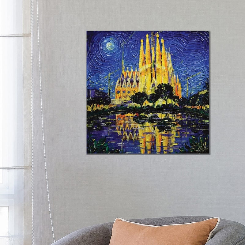 iCanvas "Sagrada Familia Barcelona Mirrored" by Mona Edulesco Canvas Print - 26x26x1.5
