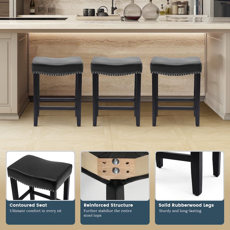 Jameson Upholstered Polyester Black 24 Inch Counter Stool