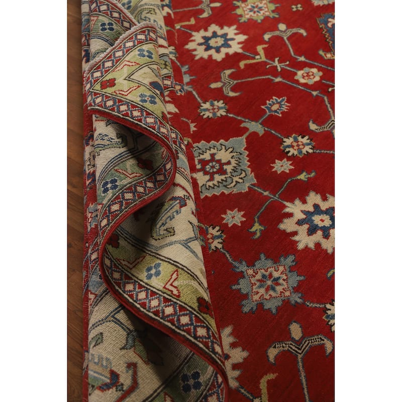 Hand Knotted Oriental 100% Wool Carpet Traditional Floral Red Kazak Area Rug - 11' 8'' X 9' 0''