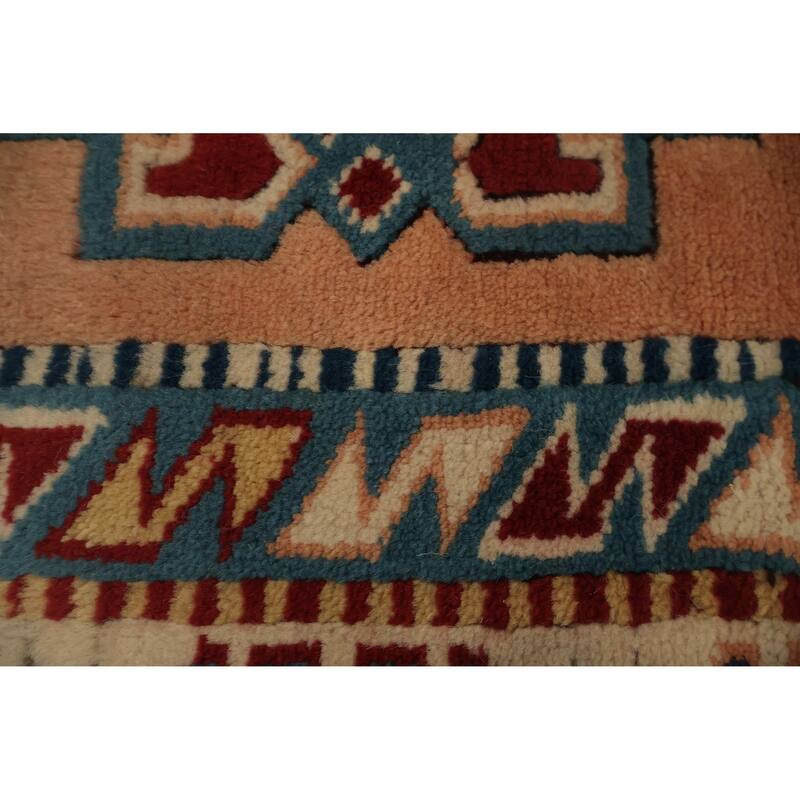 Hand Knotted Oriental 100% Wool Carpet Transitional Geometric Oranges & Rust Anatolian Area Rug - 6' 7'' X 3' 11''