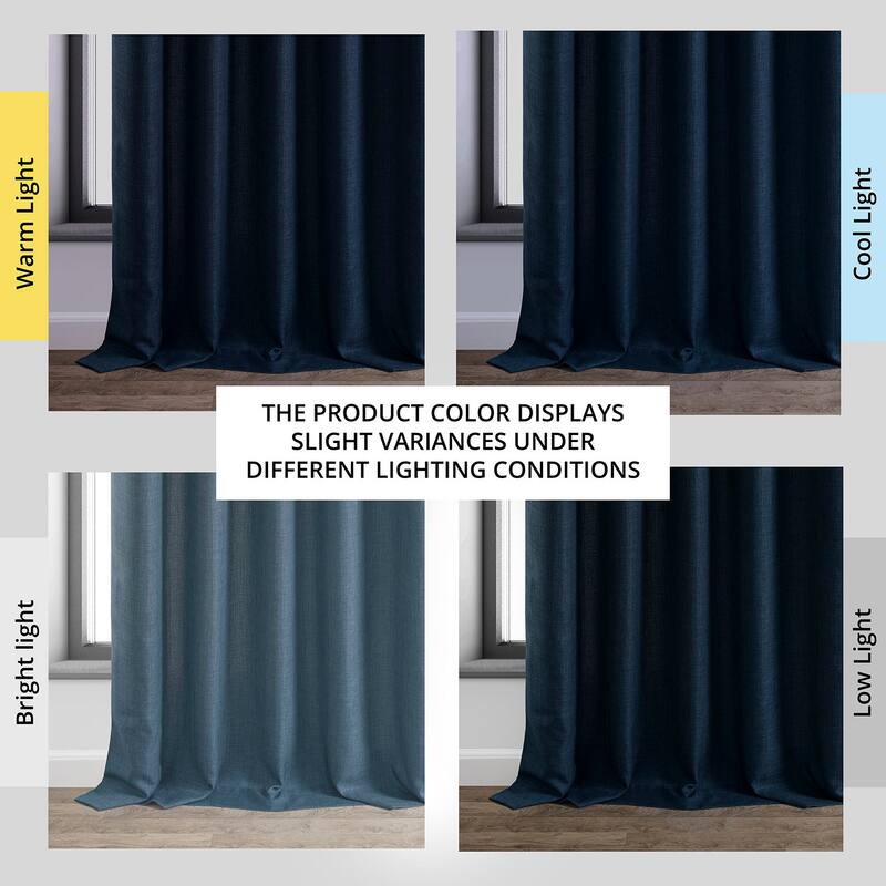 Exclusive Fabrics Italian Faux Linen Room Darkening Curtains (1 Panel) - Sophisticated Drapery for Versatile Décor