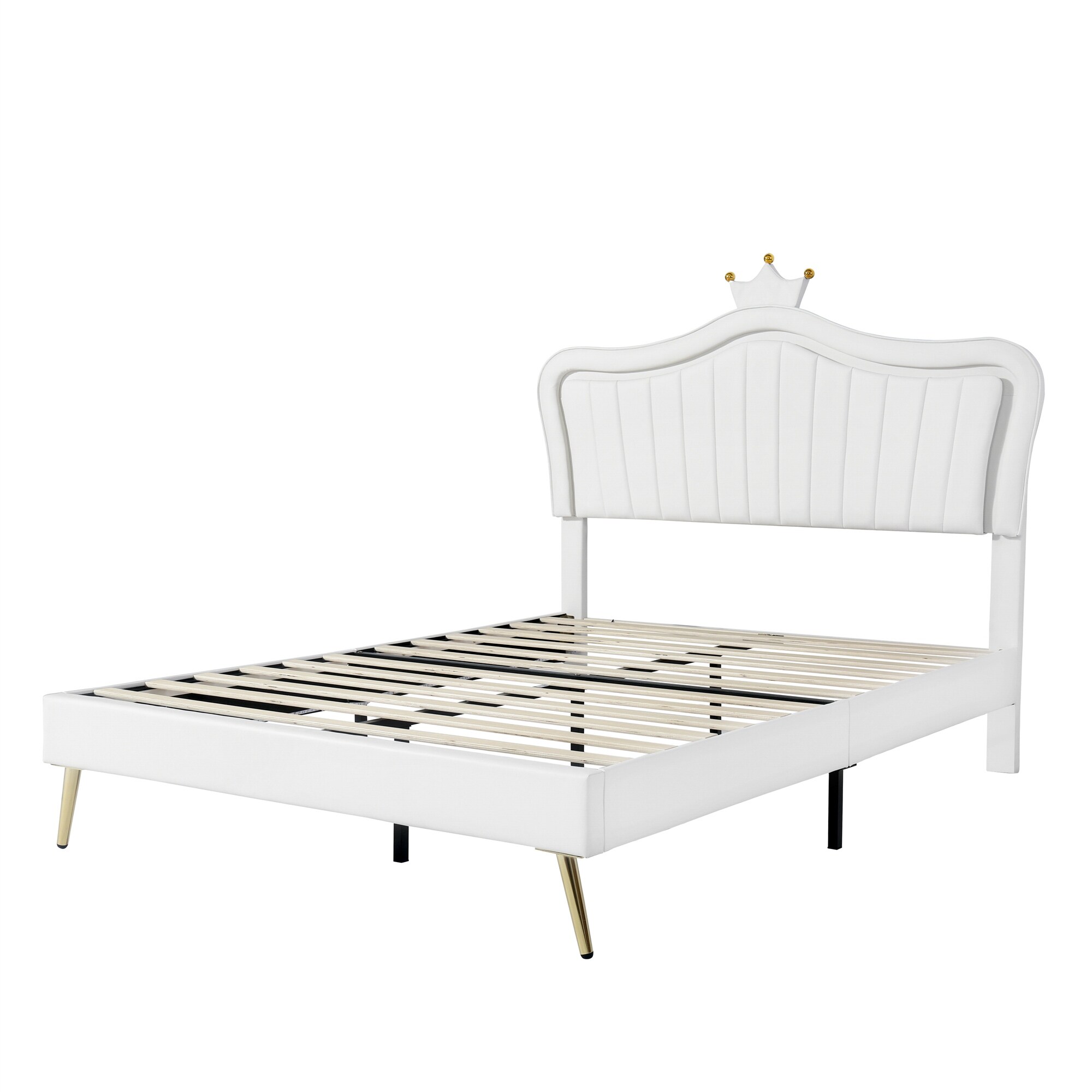 Queen Size Upholstered Bed Frame Princess Bed With Crown Headboard Bed Bath Beyond 38932468