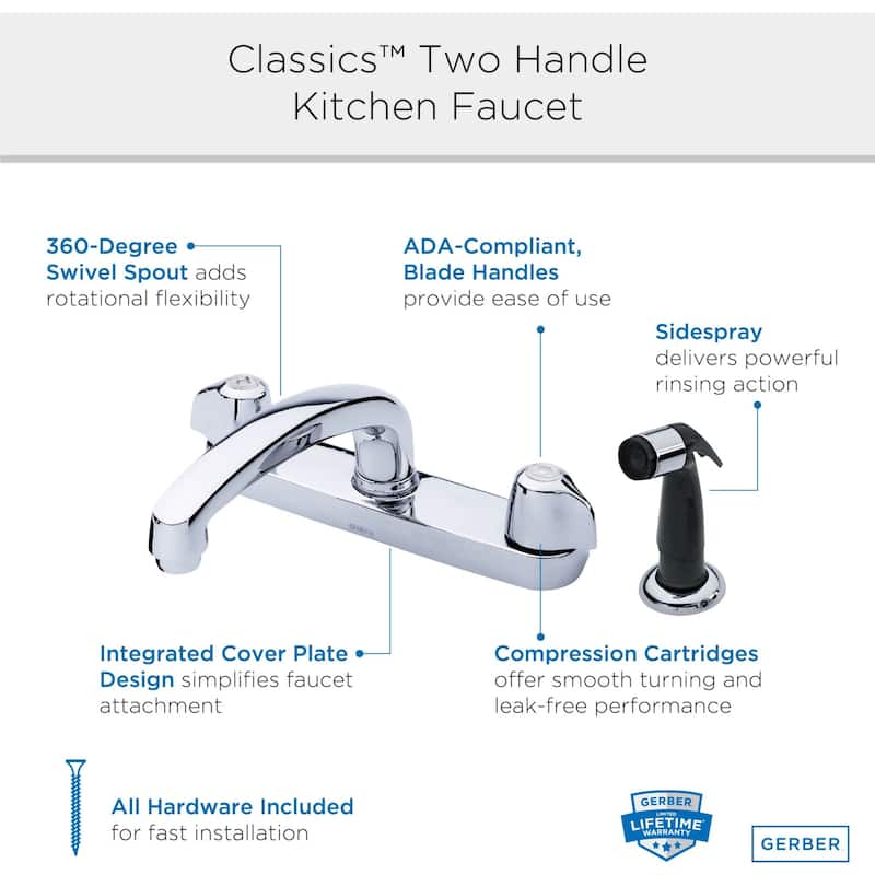 Gerber G0042516 Classics 1.75 GPM Standard Pull Out Kitchen Faucet
