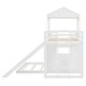 preview thumbnail 12 of 13, Playhouse Twin Over Full Wooden Bunk Bed, Farmhouse Safety Guardrail Bed with Ladder and Slide