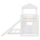 preview thumbnail 12 of 44, Wooden Twin Over Full Bunk Bed with Treehouse Loft, Slide & Guardrail