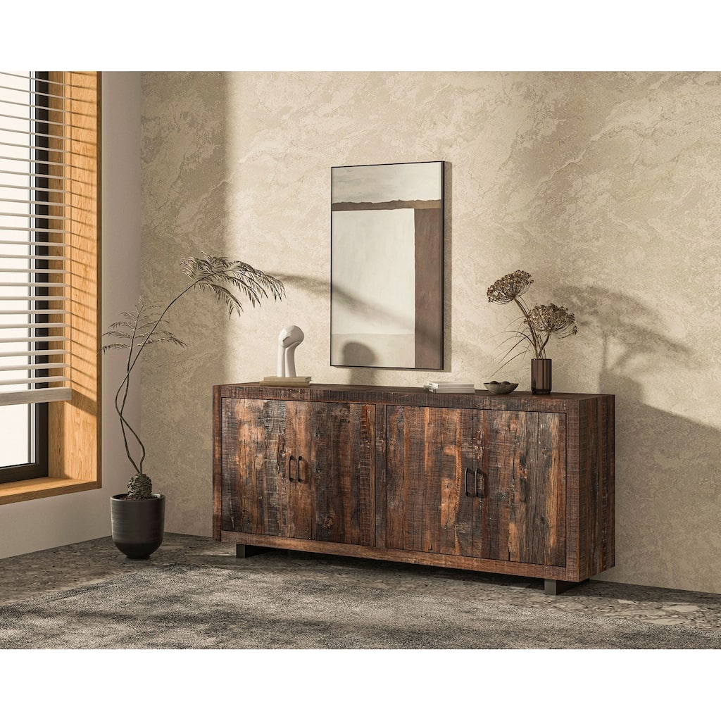 Wooden & Iron Sideboard w/4 Doors