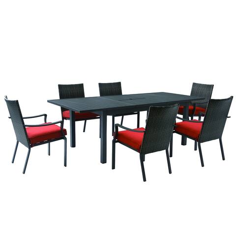 Somerset 7pc Aluminum Woven Dining Set with Butterfly Extension Table