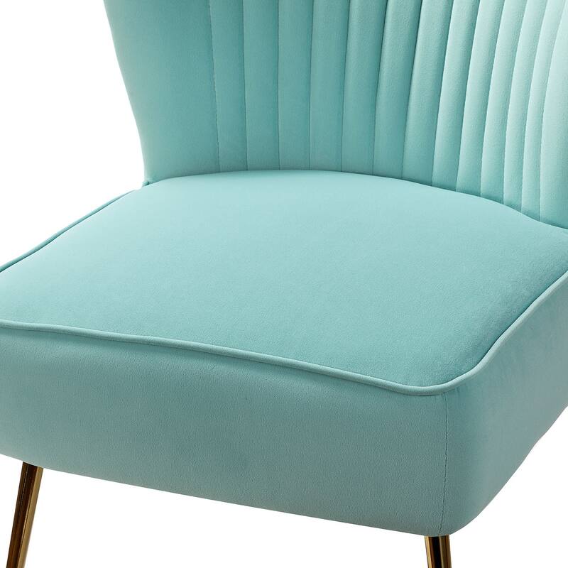Monica Living Room Armless Accent Comfy Chair with Tufted Back and Metal Legs by HULALA HOME