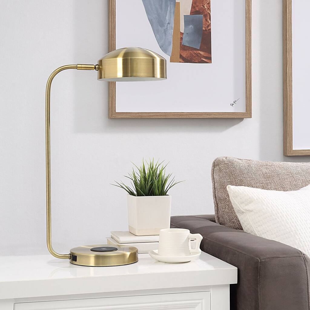 Renwil Riesco 13" Table Lamp with Dome Shade, Antique Brass