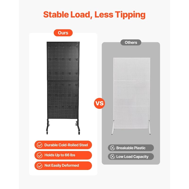Metal Pegboard Display Stand with Hooks for Shop or Garage