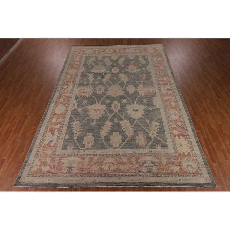 Vegetable Dye Grey Oushak Turkish Large Rug Hand-Knotted Wool Carpet - 10'1"x 14'3"