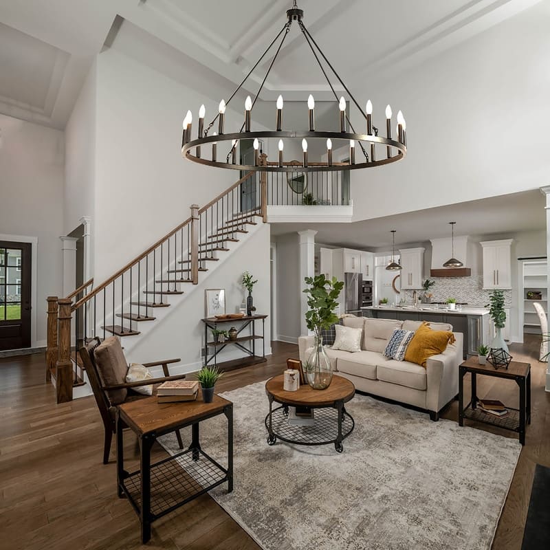 High Ceiling Wagon Wheels Chandelier Farmhouse 24-Lights