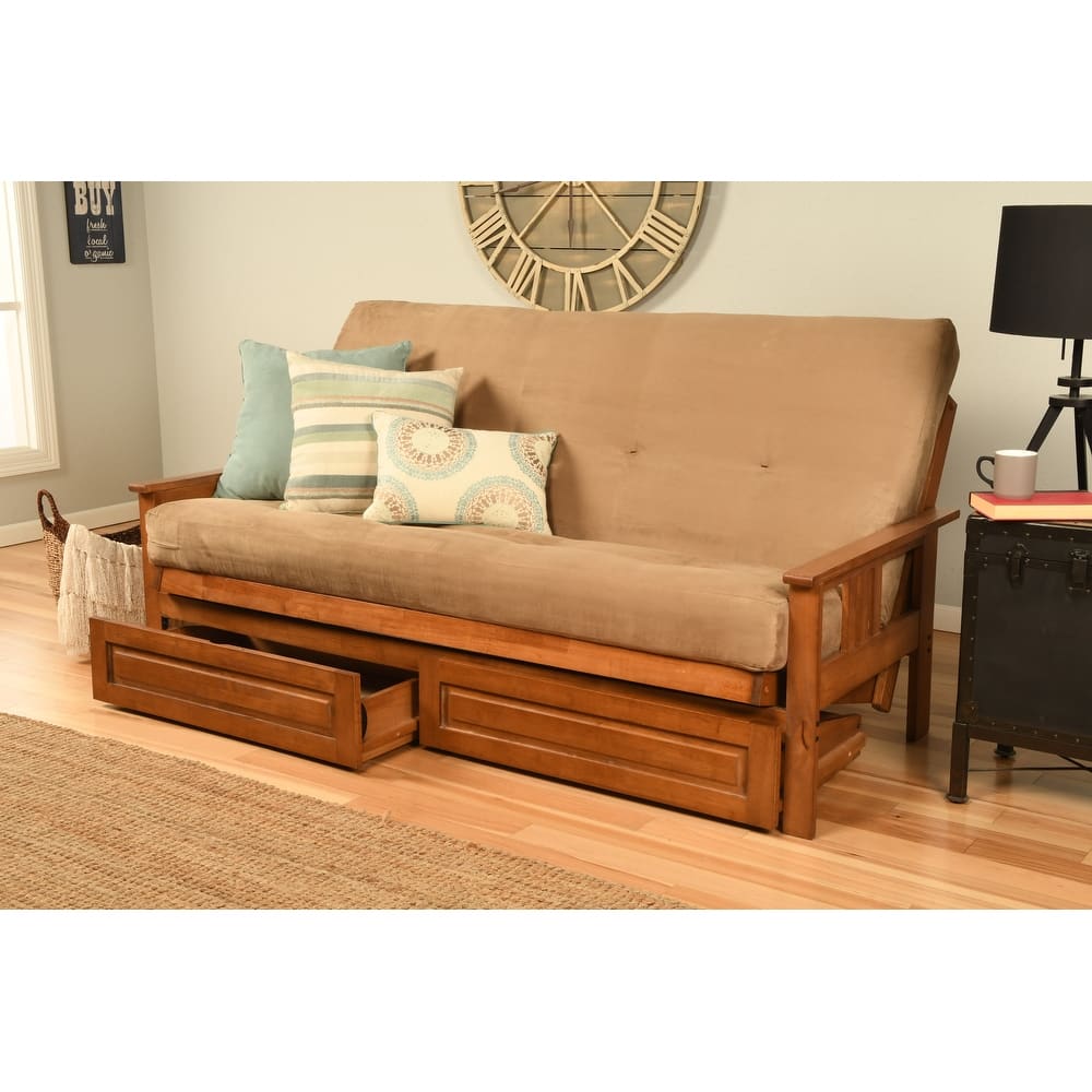Porch & Den Kern Full-size Storage Futon Set with Suede Mattress