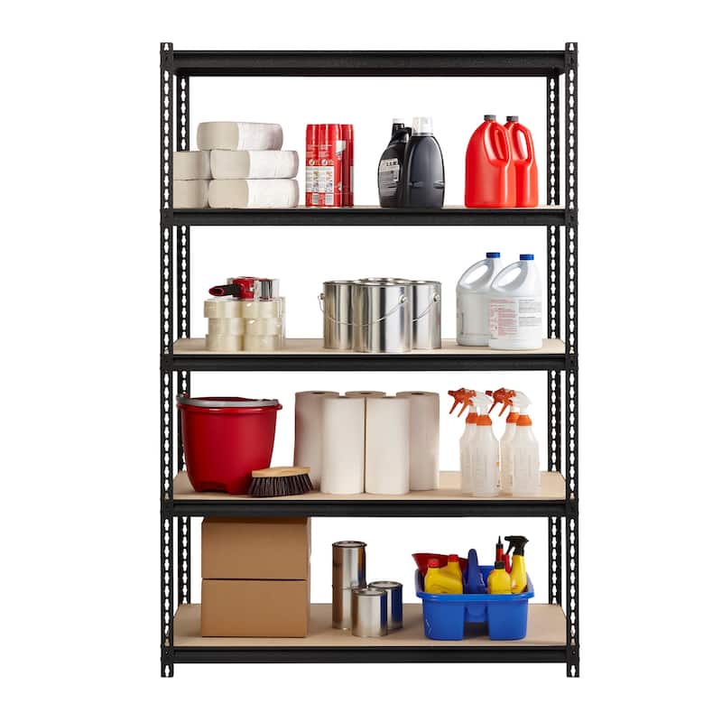 Iron Horse 2300 lb Riveted Shelving, 5-Shelf, 72"Hx48"Wx24"D, Black