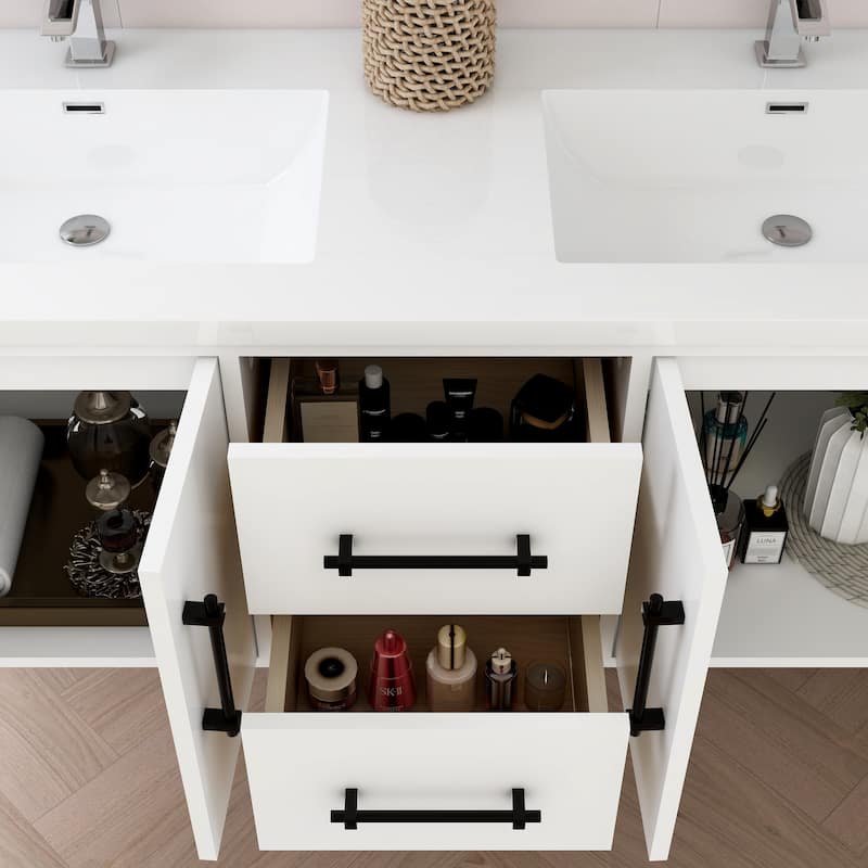 Victoria 60'' Wall-mounted Vanity with Double Reinforced Acrylic Sink