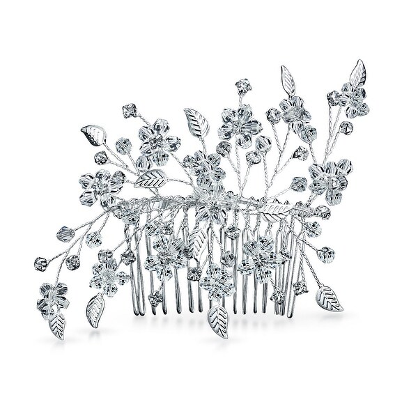 Wire Leaf Wedding Brides Crystal Hair Comb Prom Pageant Birthday