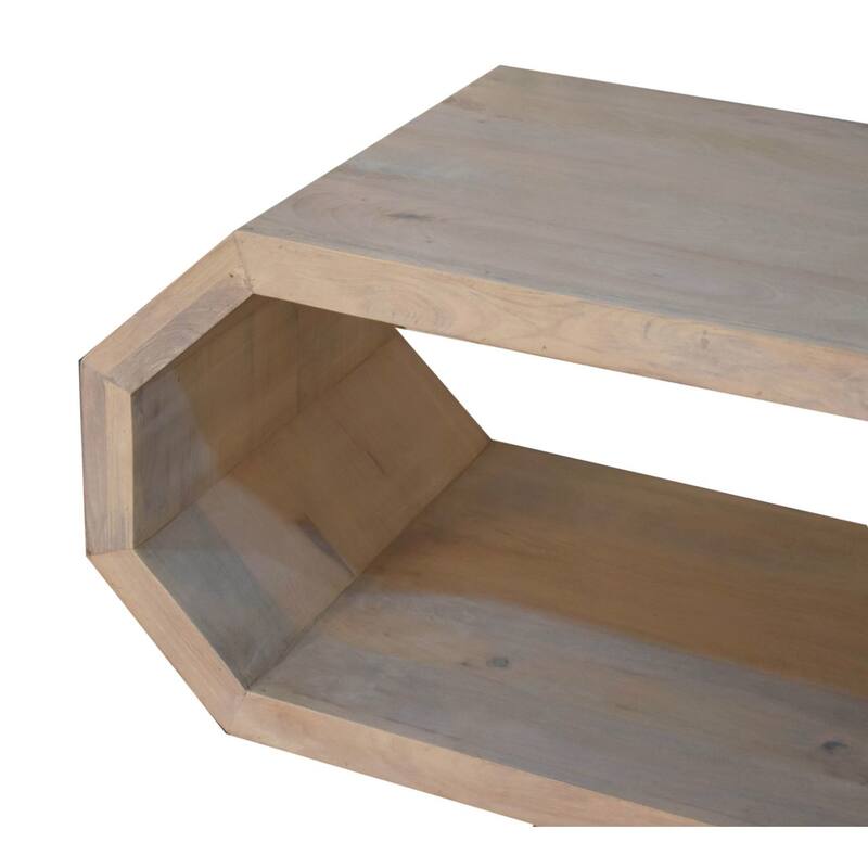 Artisan Furniture Solid Wood Hexagonal Marble Coffee Table