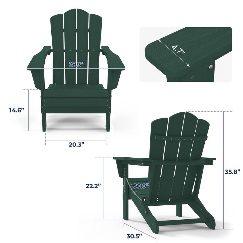 Outdoor HDPE Folding Classic Adirondack Chair All-Weather
