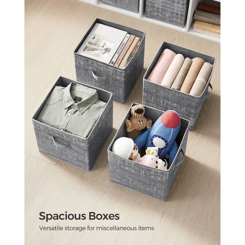 6 Fabric Foldable Storage Cubes with Handles Stylish Print Ideal for Bedroom and Living Room