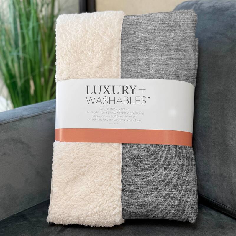 Premium Machine Washable Modern Wood Grain Sherpa Throw Blanket