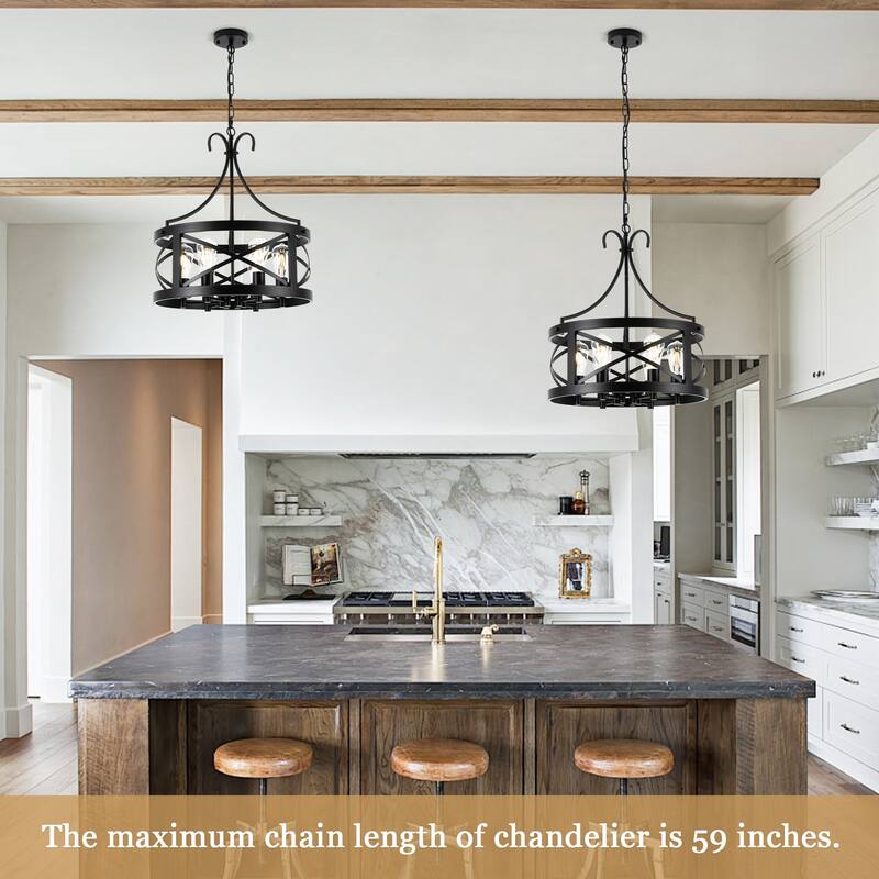 6-Light Classic Candlestick Hanging Linear Foyer Chandelier Lighting for Dining Room Kitchen Island