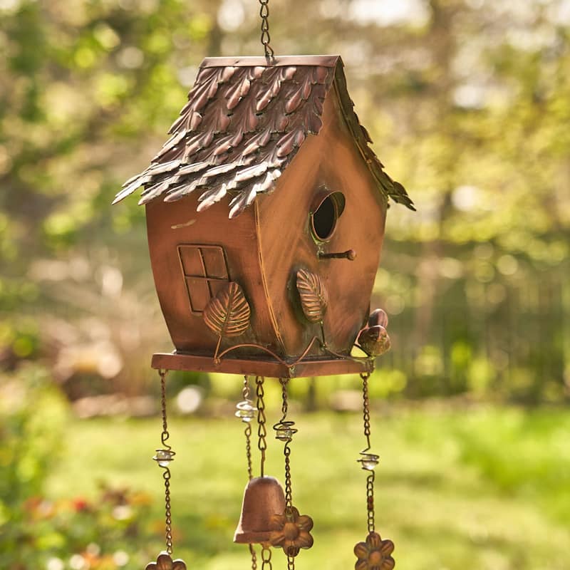 Antique Copper Hanging Birdhouse Wind Chime "Pagoda"