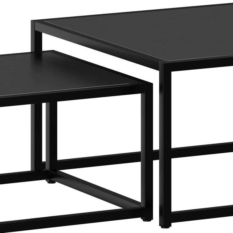Contemporary Metal and Engineered Wood 2pc Coffee Table - Black