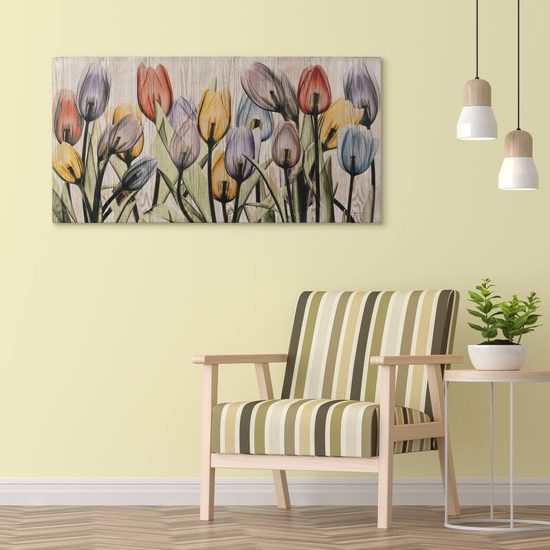 "Tulipscape" Fine Radiographic Photography Giclee Printed Directly on Hand Finished Ash Wood Wall Art