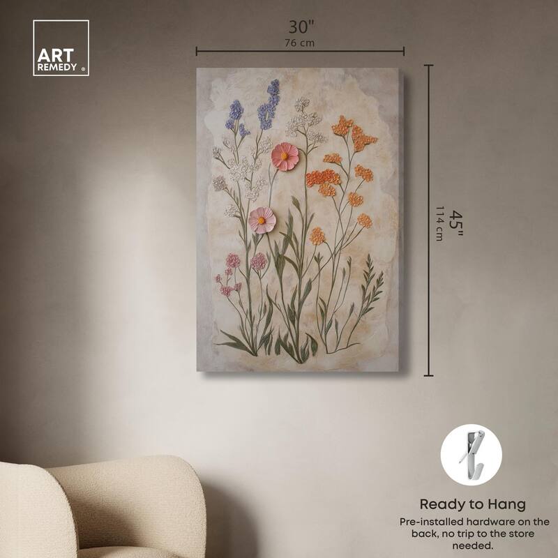 Sculpted Flora Frieze I Canvas by Art Remedy, Gallery Wrapped