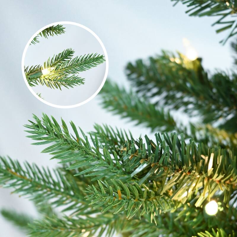 5FT Green PVC+PE Christmas Tree with 200 Warm White UL Lights-1488 Tips, Hinged Branch Design, Realistic Needles