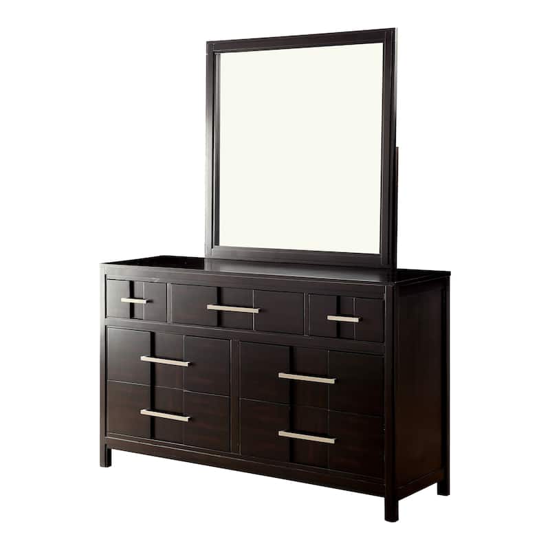 Tass Contemporary Wood 7-Drawer 2-piece Dresser and Mirror Set by Furniture of America