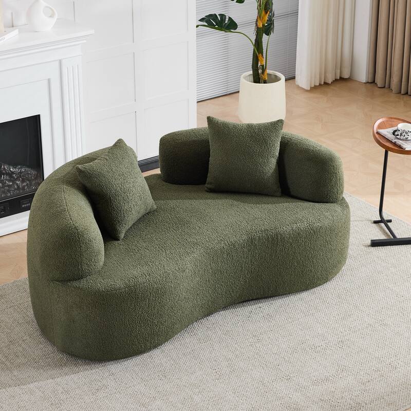 Curved Loveseat Full Compression Sponge Sofa,for Small Spaces & Apartments - Green