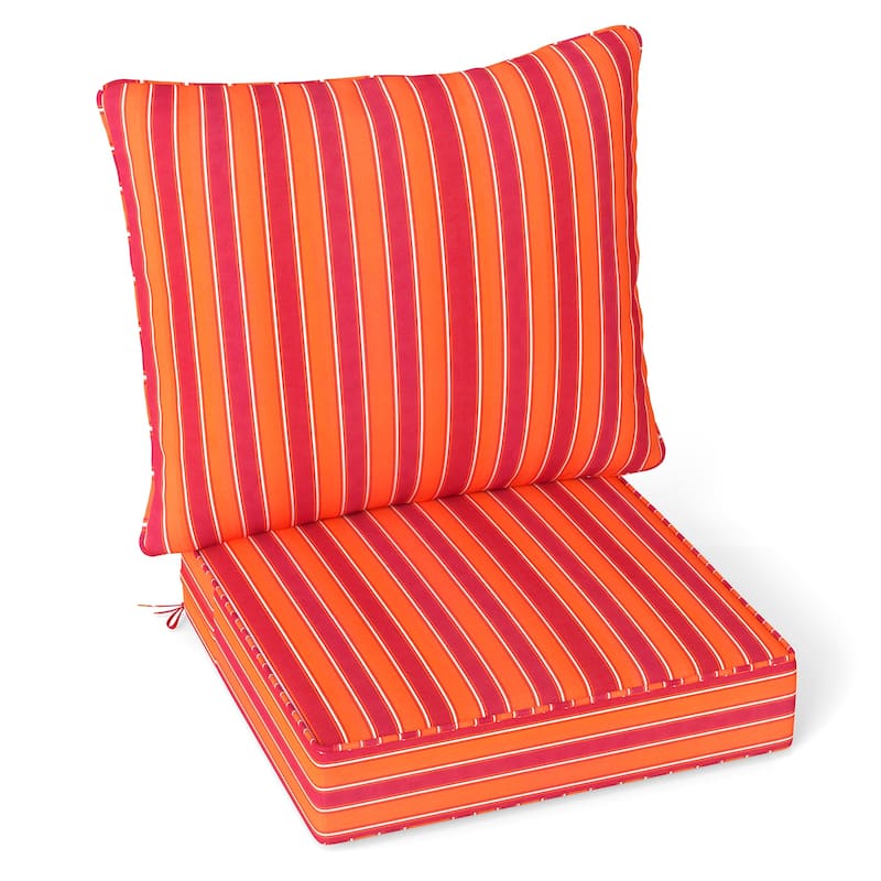 Gymax Deep Seat Chair Cushion Pads Set Indoor/Outdoor w/ Rope Belts